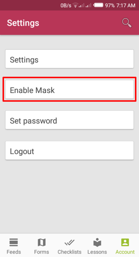 Enable Mask button